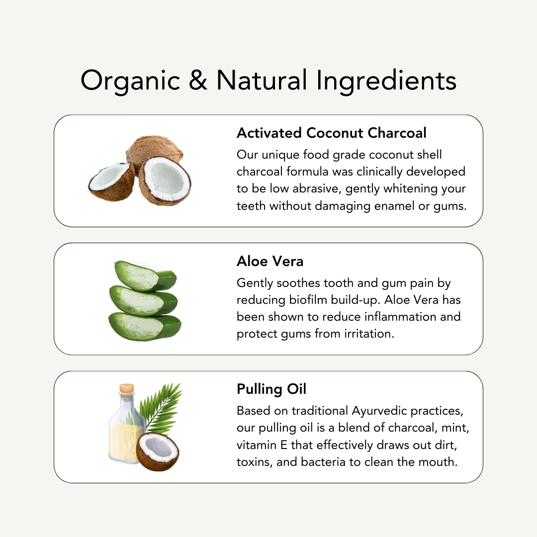 3-Step Coconut Charcoal Oral Care and Whitening Kit