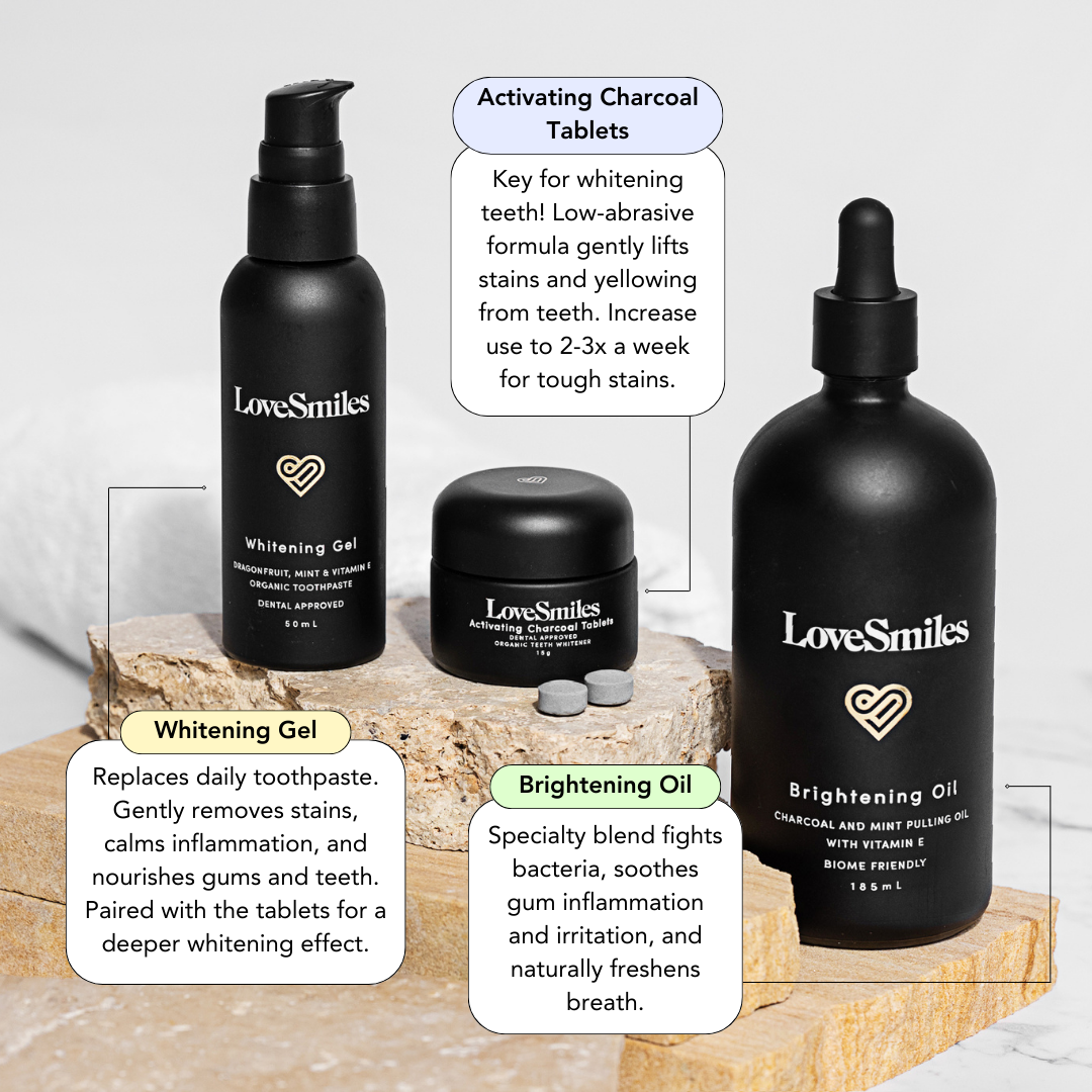 3-Step Coconut Charcoal Oral Care and Whitening Kit